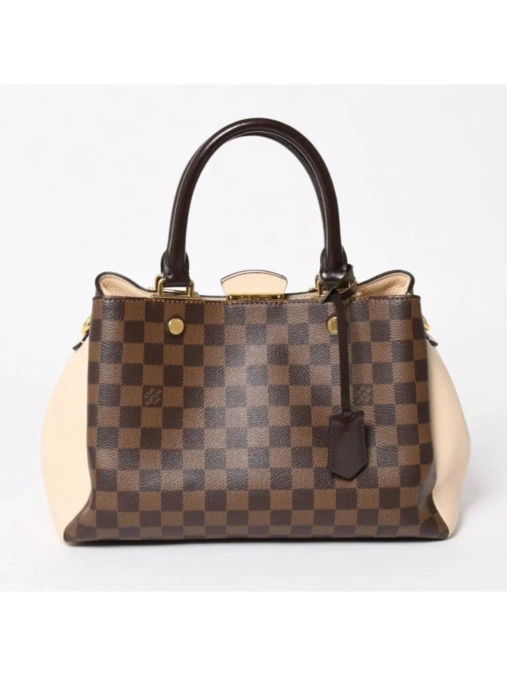 Louis Vuitton Brittany Handbag Damier Canvas Brown Beige Ebene Gold